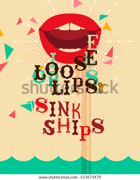 Cartoon Poster Chatty Mouth Loose Lips Stock Vector Royalty