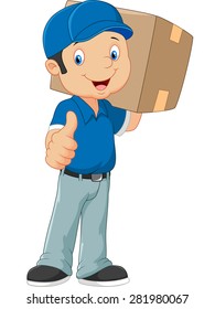 Cartoon postman gives thumb up