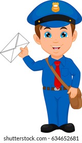 Cartoon postman holding a mail