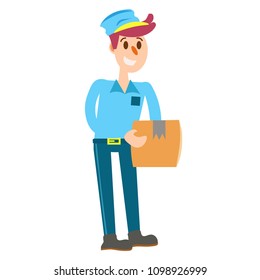 Cartoon postman holding mail , Vector illustrations.