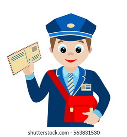 Cartoon postman.Vector illustration isolated on white background