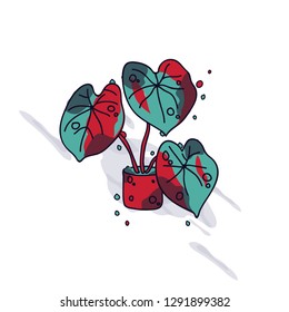 Cartoon in pot with flower.