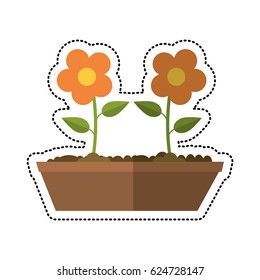 Cartoon Pot Flower Garden Image