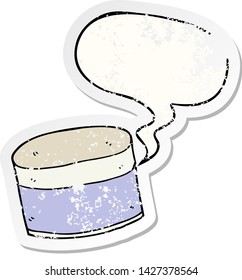 cartoon pot with speech bubble distressed distressed old sticker