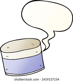 olla de dibujos animados con burbuja de habla en un estilo de gradiente suave