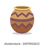 Cartoon Pot Vector Design, Mud Pot Designing Illustration, Pattern, Water Pot, Vector Illustration