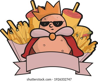 Kartoonkartoffel mit Krone