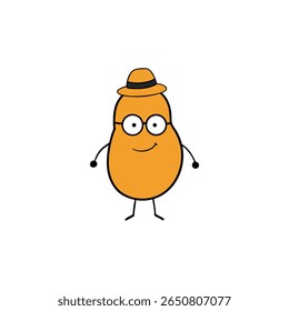 Cartoon potato with hat and glasses whimsical veggie art Vector illustration