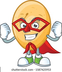 A cartoon of potato with Super hero costume