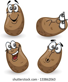 Cartoon potatoes with emotions