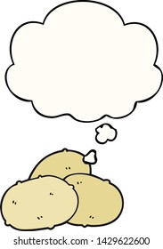 Cartoon-Kartoffeln mit Denkblase