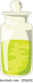 Cartoon potion bottle. Halloween decoration.