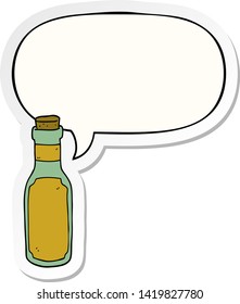 cartoon potion bottle with speech bubble sticker