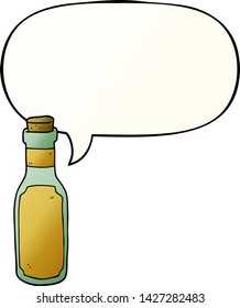 cartoon potion bottle with speech bubble in smooth gradient style