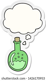 cartoon potion with thought bubble as a printed sticker