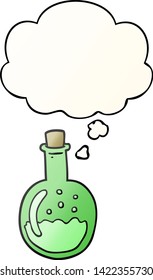 poción de dibujos animados con burbuja de pensamiento en un estilo de gradiente suave