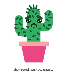 cartoon potted cactus kawaii character