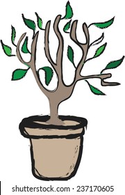 cartoon potted plant