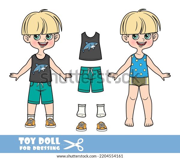 Cartoon Pottrimmed Boy Dressed Clothes Separately Stock Vector (Royalty ...