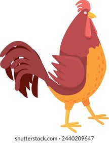 Cartoon poultry icon. Farm chicken bird. Walking rooster