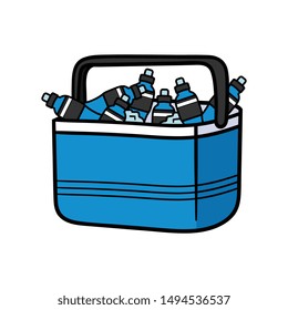 Cartoon Power Drinks in Cooler Illustration