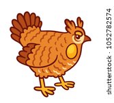 Cartoon Prairie chicken drawing. Rare endangered North American wild bird. Isolated clip art vector illustration.