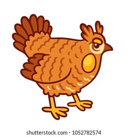 Cartoon Prairie chicken drawing. Rare endangered North American wild bird. Isolated clip art vector illustration.