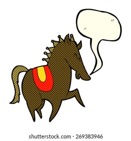 cartoon prancing horse with speech bubble
