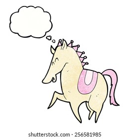 cartoon prancing horse with thought bubble