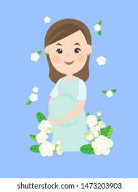 Cartoon Pregnant on Blue  Background vector