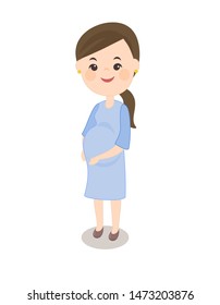 Cartoon Pregnant on White Background vector
