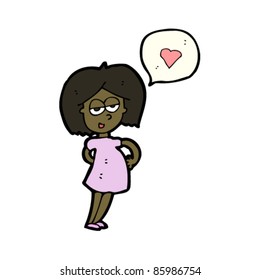 cartoon pregnant woman expressing love
