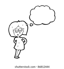cartoon pregnant woman thinking
