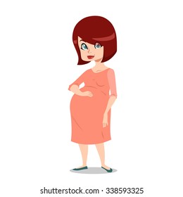 Cartoon Pregnant Woman Vector Illustration