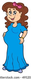 Cartoon pregnant woman - vector illustration.