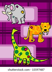 cartoon prehistoric animals vector