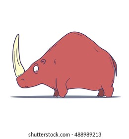 Cartoon Prehistoric Rhino illustration isolated on white background. Vector illustration