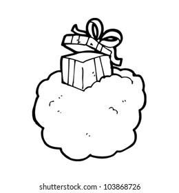 cartoon present on cloud