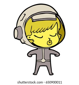 cartoon pretty astronaut girl