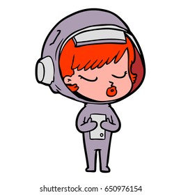 cartoon pretty astronaut girl