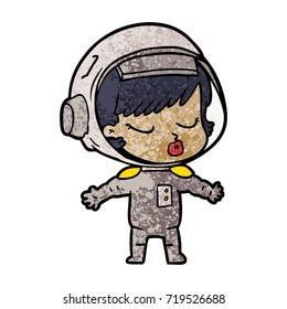 cartoon pretty astronaut girl