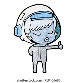 cartoon pretty astronaut girl giving thumbs up