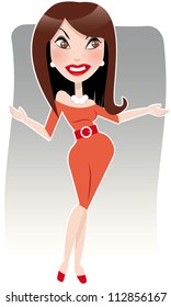 cartoon pretty brunette woman presentation