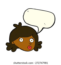 cartoon pretty face with speech bubble