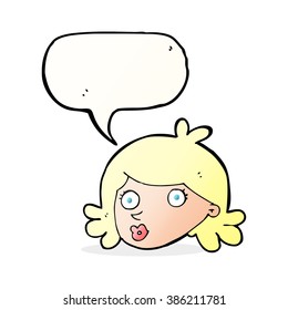 cartoon pretty face with speech bubble