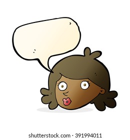 cartoon pretty face with speech bubble