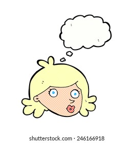 caricatura bonita cara con burbuja de pensamiento