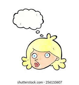 caricatura bonita cara con burbuja de pensamiento