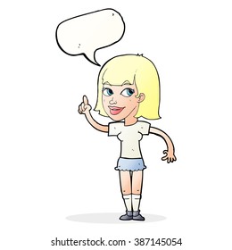 cartoon pretty girl with idea with speech bubble