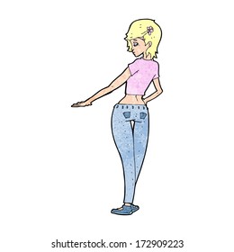 cartoon pretty girl in jeans and tee